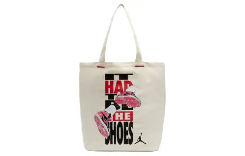 Jordan Cotton Tote Bag, Shopping Bag, Shoulder Bag, Handbag Regular Unisex White