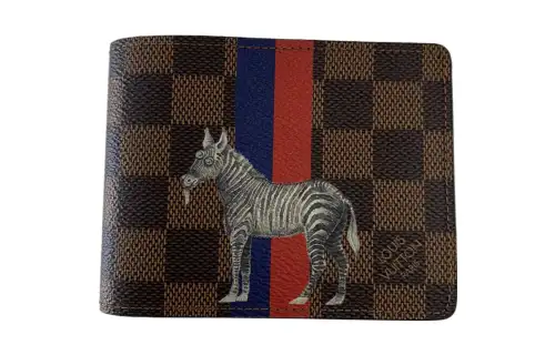 LOUIS VUITTON Coated Canvas With Leather Coin Purse Card Holder, Wallet Men's Brown