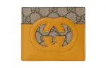GUCCI Canvas With Leather Trim Wallet Men's Yellow/Ebony