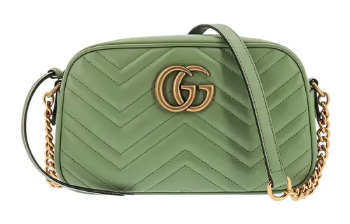 GUCCI GG Marmont Leather Crossbody Bag, Shoulder Bag Women's Green