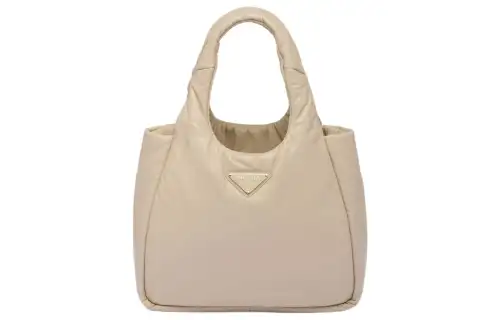 PRADA Soft Sheep Leather Tote Bag, Shopping Bag, Handbag Medium Women's Sand