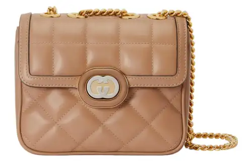 GUCCI Leather Portable Crossbody Bag, Shoulder Bag Women's Rose Beige