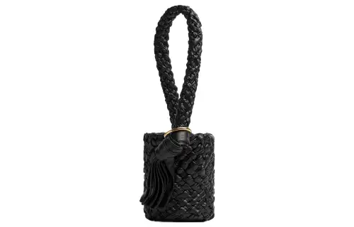 Bottega Veneta Kalimero Cow Leather Bucket Bag, One Shoulder Handbag Small Unisex Black