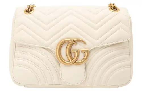 GUCCI GG Marmont Quilted Leather Shoulder Bag, Crossbody Bag Medium Women's White
