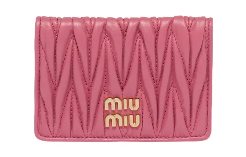MIU MIU Matelassé Nappa Leather Card Holder Women's Pink