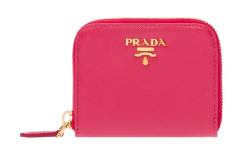 PRADA Saffiano Leather Coin Purse Women's Peony Pink