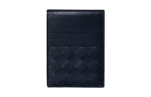 Bottega Veneta Lambskin With Calfskin Business Card Holder Large Men's Midnight Blue