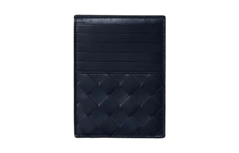 Bottega Veneta Lambskin With Calfskin Business Card Holder Large Men's Midnight Blue