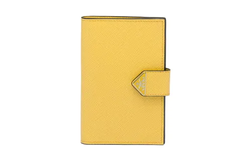 PRADA Saffiano Leather Passport Holder Men's Sunshine Yellow