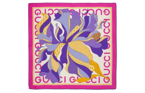 GUCCI Scarves Women's Rose Red/Beige/Purple