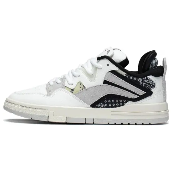 LiNing Wave Skateboard Shoes Women's Low-Top White Gray Black