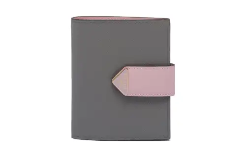 PRADA Saffiano Leather Wallet Small Women's Slate Gray/Pink