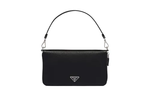 PRADA Saffiano Leather Handbag Wallet Men's Black