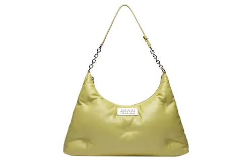 Maison Margiela Leather Hobo Bag, One Shoulder Handbag Medium Women's Yellow