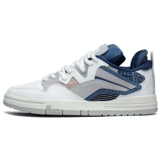LiNing Wei Wu PRO Anti Slip Wear Resistant Low Top Skateboard Shoes Men's White Gray Blue Story Version