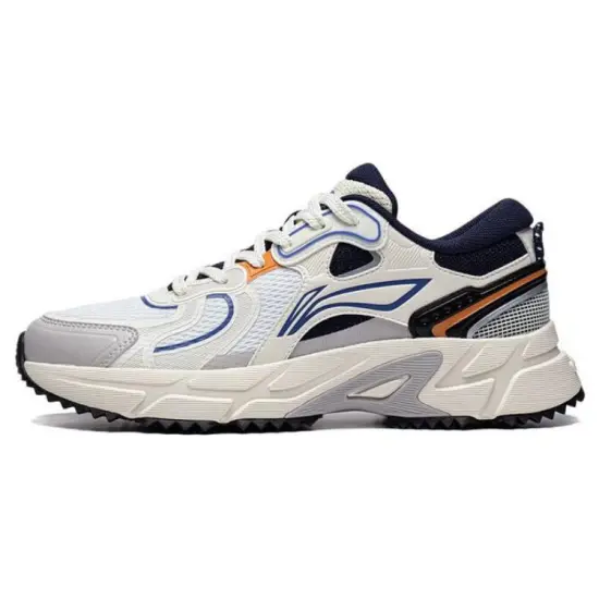 LiNing Pick Up The Light Anti-Slip And Wear-Resistant Breathable Low-Top Running Shoes Men's White Gray Blue