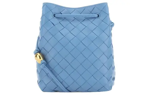Bottega Veneta Lambskin Bucket Bag, Shoulder Bag, Crossbody Bag Small Women's Blue