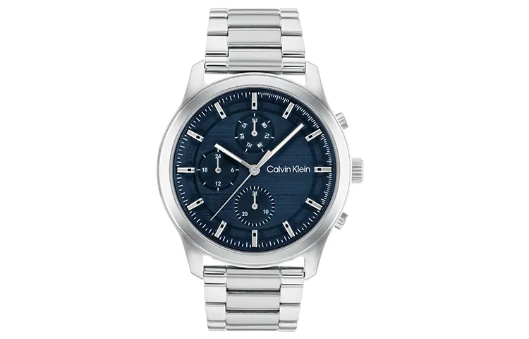 CALVIN KLEIN Wrist Watches Radio controlled Quartz Movement Stainless Steel Strap 44mm Blue Dial Men's Watches
