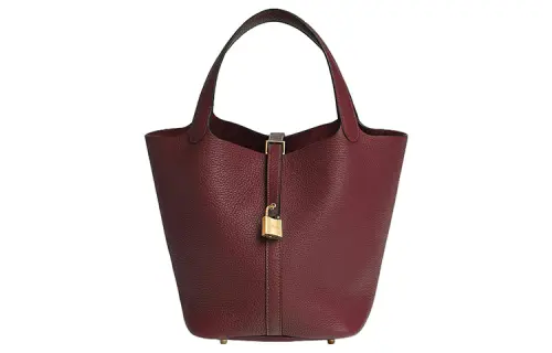 HERMES Picotin Lock Clemence Bullock Leather Basket Bag, Bucket Bag, Handbag 22 Women's 55 Rouge H Hermes Red