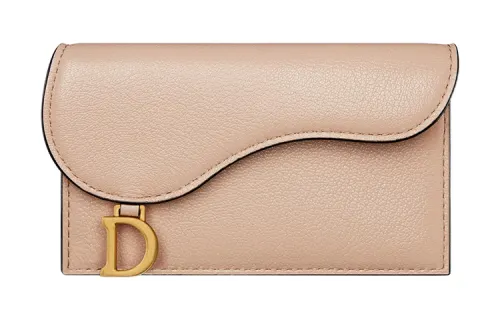 DIOR Goatskin Card Holder Women's Sand Pink