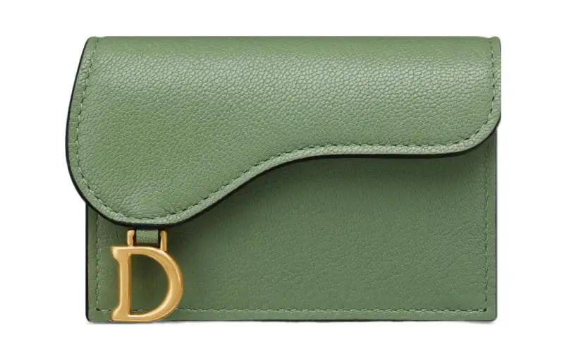 DIOR Saddle Sheepskin Card Holder Card Holder Women's Green