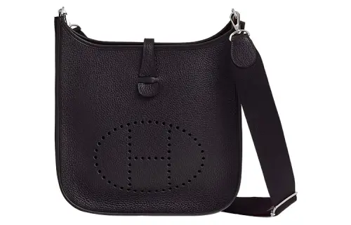 HERMES Evelyne Clemence Calfskin Crossbody Bag, Shoulder Bag 29 Women's 3Y Caban Black Cloth/Naval Blue