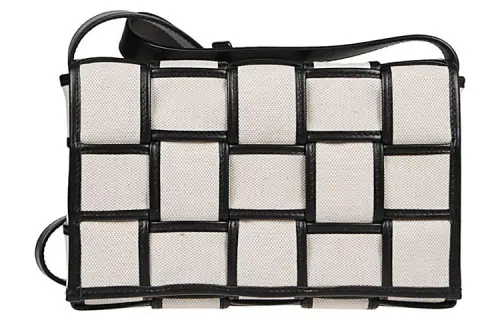 Bottega Veneta Woven Cotton Crossbody Bag, Shoulder Bag Men's Light Umber & Black