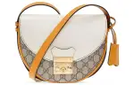 GUCCI Padlock Canvas With Leather Saddle Bag, Crossbody Bag, Shoulder Bag Women's