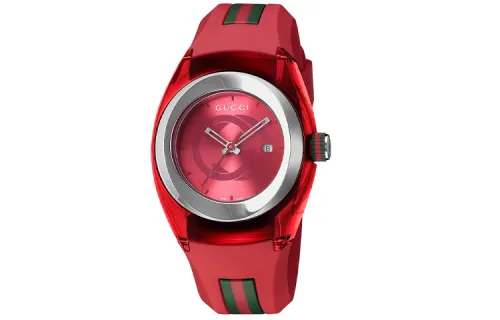 GUCCI Wrist Watches Quartz Movement Rubber Strap 31mm Red Watch Dial Women's Watch