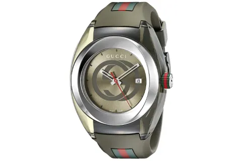 GUCCI Wrist Watches Quartz Movement Rubber Strap Green Dial Men's Watches