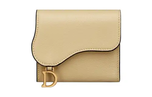 DIOR Saddle Sheepskin Wallet Women's Light Yellow