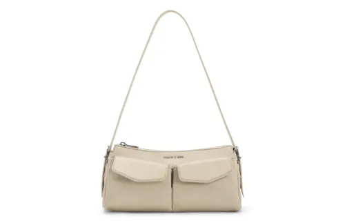 CHARLES&KEITH Fabric Charles & Keith Shoulder Bag Women's White/Blue/Black/Beige