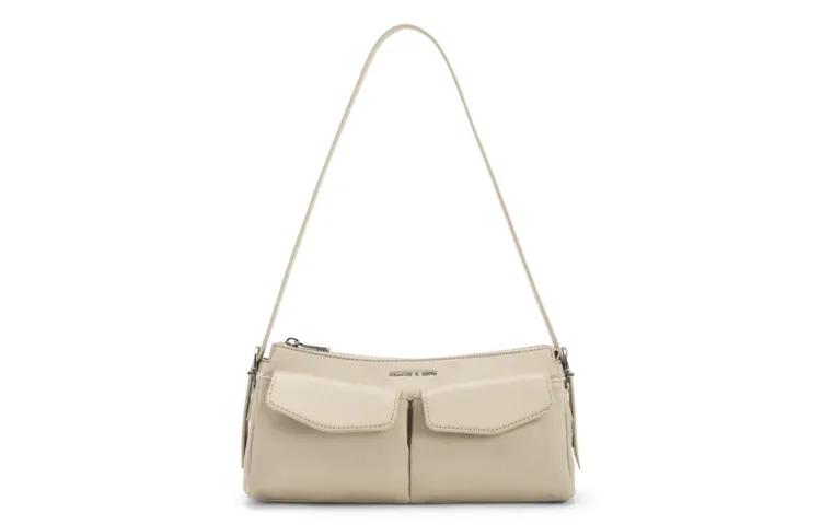 CHARLES&KEITH Fabric Charles & Keith Shoulder Bag Women's White/Blue/Black/Beige