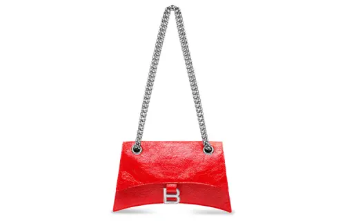 Balenciaga Crush Embossed Calfskin Crossbody Bag, Shoulder Bag Women's Red