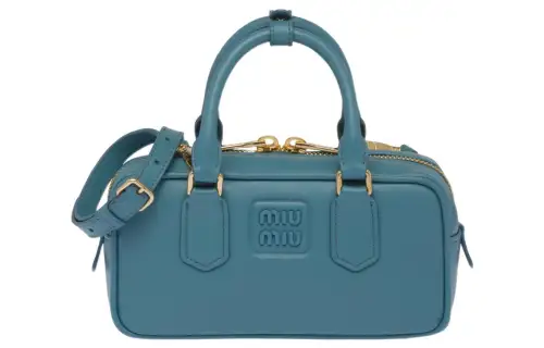 MIU MIU Arcadie Leather Handbag Women's Sea Blue