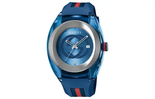 GUCCI Wrist Watches Quartz Movement Rubber Strap Blue Dial Unisex