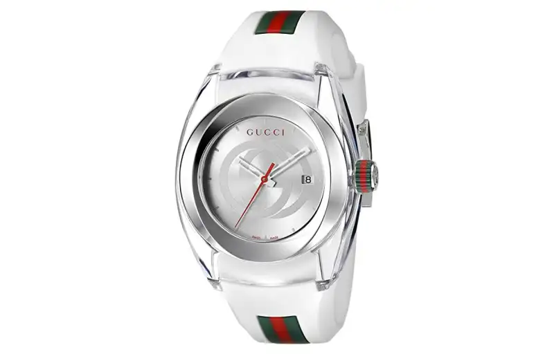 GUCCI Wrist Watches Quartz Movement Rubber Strap Gray Dial Unisex