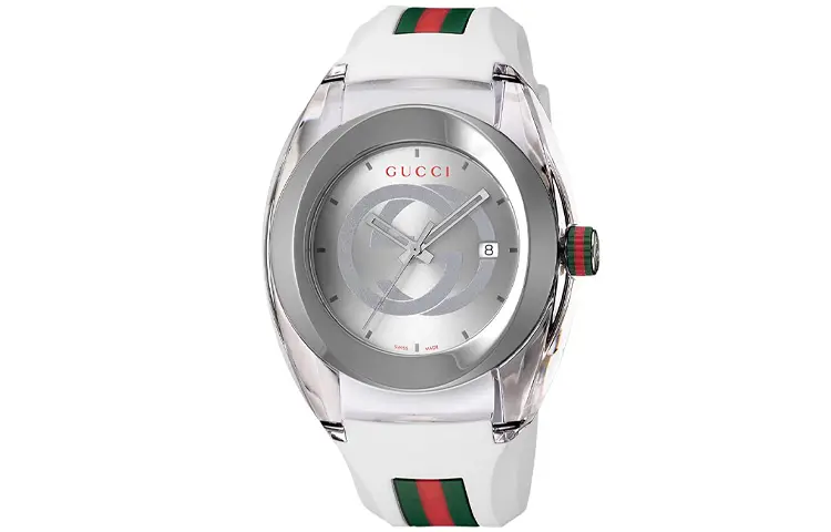 GUCCI Wrist Watches Quartz Movement Rubber Strap Silver Dial Men's Watches