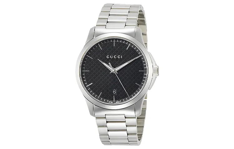GUCCI G Timeless Collection Wrist Watch Quartz Movement Stainless Steel Strap 38mm Black Dial Men's Watches