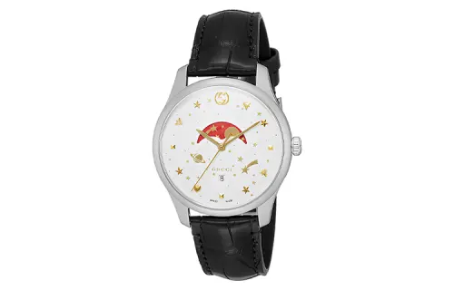 GUCCI Wrist Watches Quartz Movement Leather Strap White Dial Men's Watches
