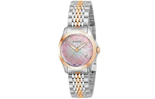 GUCCI Wrist Watches Quartz Movement Stainless Steel Strap Pink Watch Dial Women's Watch 30m Water Resistant