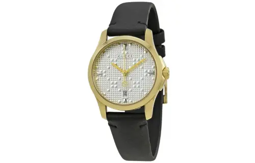 GUCCI G Timeless Collection Wrist Watches Quartz Movement Leather Strap 27mm Silver Dial Women's Watch