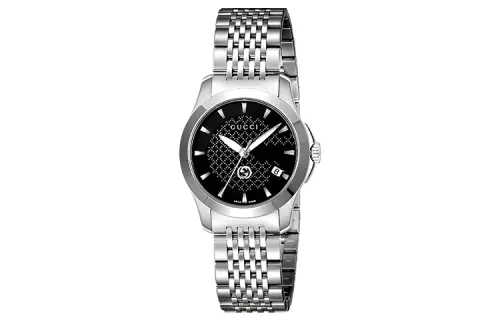 GUCCI G Timeless Collection Wrist Watches Quartz Movement Stainless Steel Strap Black Dial Men's Watches