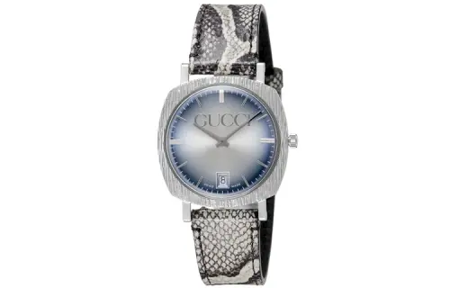 GUCCI Wrist Watches Quartz Movement Leather Strap Blue Dial Unisex YA152401