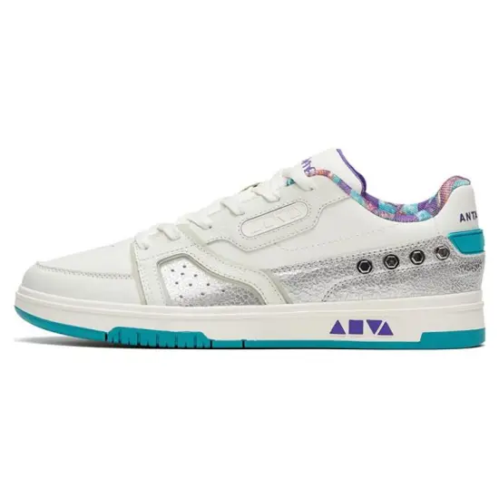 ANTA AOYU Skateboard Shoes Men Low-Top White Gray/Silver