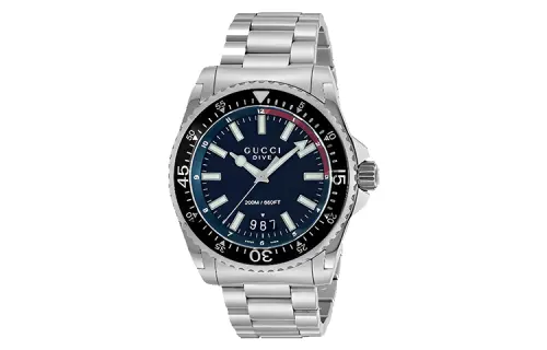 GUCCI Wrist Watches Quartz Movement Stainless Steel Strap Black Dial Men's Watches 200m Waterproof
