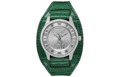 GUCCI Wrist Watches Quartz Movement Crocodile Leather Strap 40mm Silver Dial Men's Watches ['50', 149262]m Waterproof