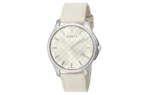 GUCCI G Timeless Collection Wrist Watches Quartz Movement Genuine Leather Strap 40mm White Dial Men's Watches