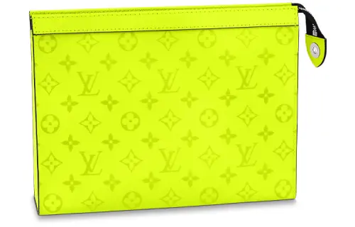 LOUIS VUITTON Pochette Voyage Canvas With Leather Toiletry Bag Clutch Medium Men's Neon Yellow
