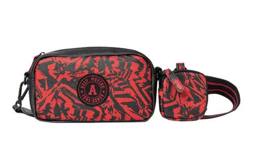 Anta Life Collection Cow Leather Combo Bag, Shoulder Bag, Crossbody Bag, Fanny Pack Regular Women's Red